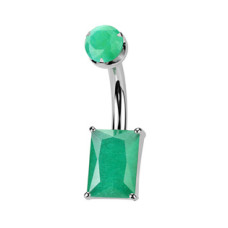 Piercing do pupíku obdélník - TITAN, Green Onyx
