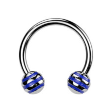 Piercing - podkova - modré proužky