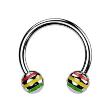 Piercing - podkova - barevné proužky