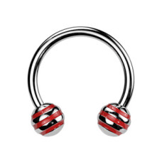 Piercing - podkova - červené proužky