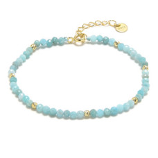 Zlacený minerální náramek přírodní Amazonit, stříbro AG925