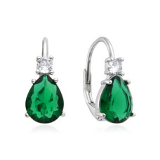 Stříbrné dámské náušnice zelené kapky