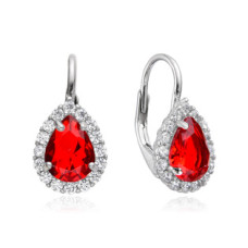 Stříbrné dámské náušnice červené zirkony