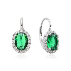 Stříbrné dámské náušnice se zelenými zirkony