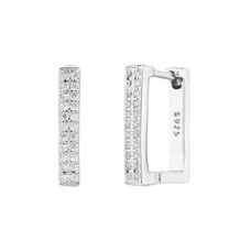 Stříbrné hranaté  náušnice se zirkony