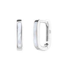 Stříbrné hranaté  náušnice s perletí