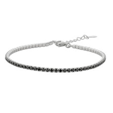 Stříbrný štrasový tenisový náramek černý