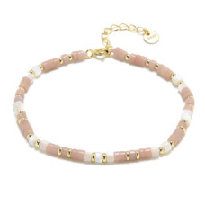 Minerální náramek přírodní růžový Opál, stříbro AG925