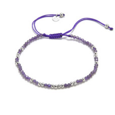 Minerální náramek přírodní Ametyst, stříbro AG925