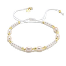 Textilní náramek přírodní perly, stříbro AG925