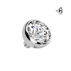 Náhradní kulička s kamínkem TITAN, závit 1,6 mm, 3mm, barva: čirá