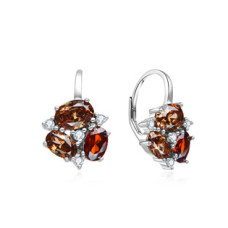 Stříbrné náušnice s granátově rudými kameny