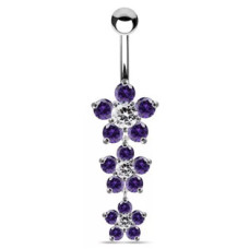 Stříbrný visací piercing do pupíku