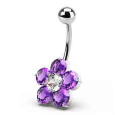 Stříbrný piercing do pupíku kytička