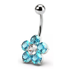 Stříbrný piercing do pupíku kytička