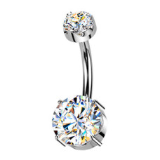 Luxusní piercing do pupíku s Moissanity 2.50ct, TITAN