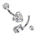 Luxusní piercing do pupíku s Moissanity 2.50ct, TITAN