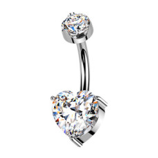 Luxusní piercing do pupíku s Moissanity 2.50ct, TITAN