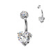 Luxusní piercing do pupíku s Moissanity 2.50ct, TITAN