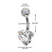 Luxusní piercing do pupíku s Moissanity 2.50ct, TITAN