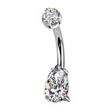 Luxusní piercing do pupíku s Moissanity 1.25ct, TITAN