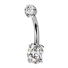 Luxusní piercing do pupíku s Moissanity 1.25ct, TITAN