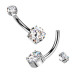 Luxusní piercing do pupíku s Moissanity 1.05ct, TITAN