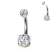 Luxusní piercing do pupíku s Moissanity 1.05ct, TITAN