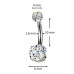 Luxusní piercing do pupíku s Moissanity 1.05ct, TITAN