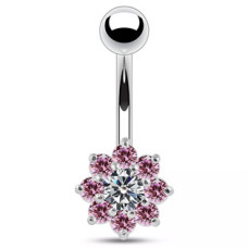 Stříbrný piercing do pupíku - kytička