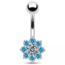 Stříbrný piercing do pupíku - kytička