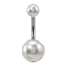 Stříbrý piercing do pupíku - perličky