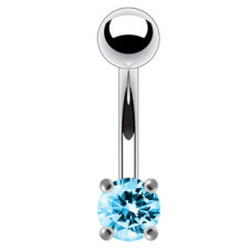 Stříbrný piercing do pupíku, zirkon