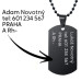 Černá vojenská známka - dog tag + kuličkový řetízek