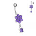 Stříbrný visací piercing do pupíku