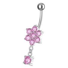 Stříbrný visací piercing do pupíku