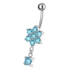 Stříbrný visací piercing do pupíku