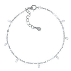 Stříbrný náramek na nohu se zirkony
