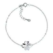 Stříbrný náramek čtyřlístek