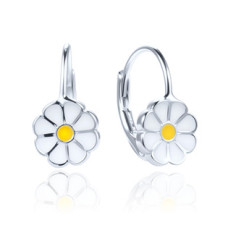 Stříbrné dívčí náušnice kopretiny