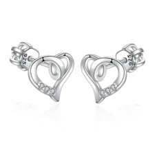 Stříbrné šroubovací náušnice srdíčka