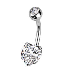 Ocelový piercing do pupíku srdce