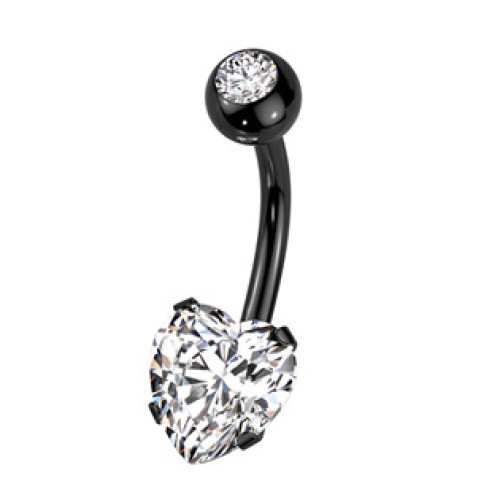 Černý piercing do pupíku srdce Černý piercing do pupíku srdce