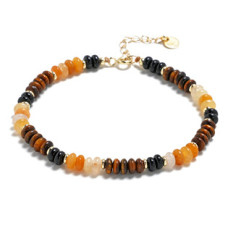 Minerální náramek přírodní Tygří oko, Jaspis a Černý achát, stříbro AG925