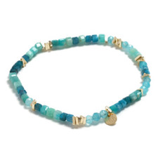 Minerální náramek přírodní Amazonit + Jadeit, stříbro AG925