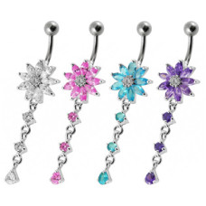 Stříbrný piercing do pupíku - kytička