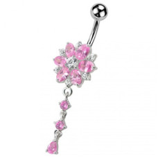 Stříbrný piercing do pupíku - kytička