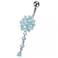 Stříbrný piercing do pupíku - kytička