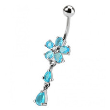 Stříbrný piercing do pupíku - kytička