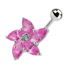 Stříbrný piercing do pupíku - kytička